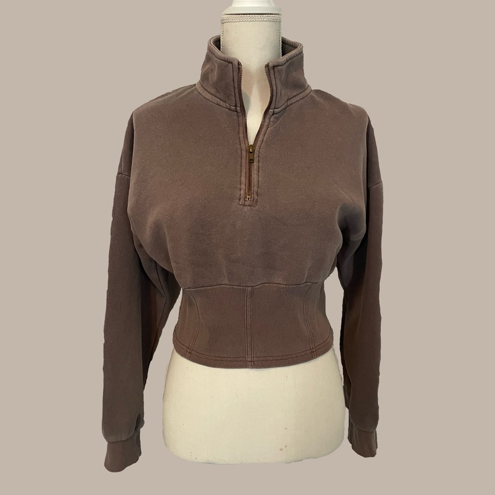 Forever 21 Brown Quarter-Zip Sweater